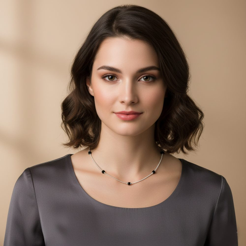 Łańcuszek srebrny 925 czarne kostki żmijka APHORA – 40+5 cm / regulacja