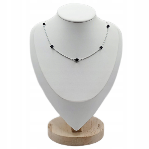 Łańcuszek srebrny 925 czarne kostki żmijka APHORA – 40+5 cm / regulacja