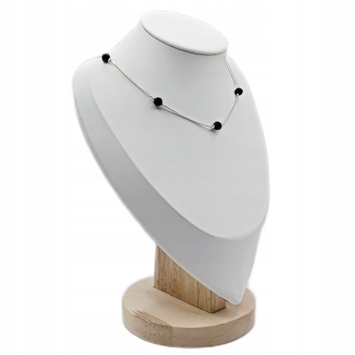 Łańcuszek srebrny 925 czarne kulki żmijka APHORA – 40+5 cm / regulacja