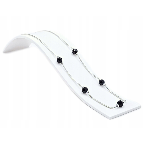 Łańcuszek srebrny 925 czarne kulki żmijka APHORA – 40+5 cm / regulacja