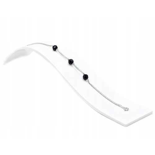 Srebrna bransoletka 925 CZARNE KULKI 17+3cm splot żmijka APHORA