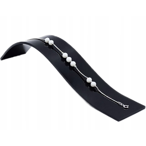 Srebrna bransoletka 925 17cm + regulacja Białe Kulki 6mm APHORA