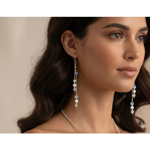 Srebrny komplet 925 Ślub kryształki, białe kulki, snake żmijka APHORA