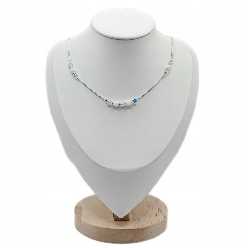 Łańcuszek srebrny 925 multi kryształki białe kulki snake żmijka APHORA – 45 cm / regulacja