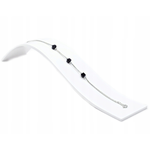 Srebrna bransoletka 925 na rękę CZARNE KOSTKI 18+3cm splot żmijka APHORA