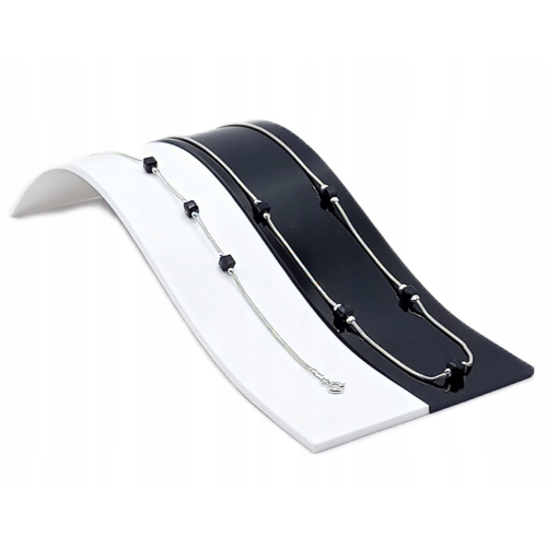 Srebrna bransoletka 925 na rękę CZARNE KOSTKI 18+3cm splot żmijka APHORA