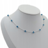 Srebrny łańcuszek damski 925 kulki niebieskie kryształki 40+5 cm, APHORA