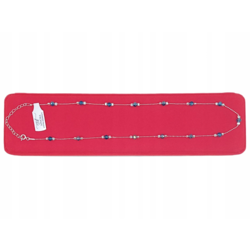 Srebrny łańcuszek damski 925 kulki niebieskie kryształki 40+5 cm, APHORA