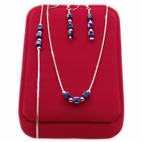 Srebrny komplet 925 APHORA naszyjnik żmijka bransoletka i kolczyki fioletowe kryształki