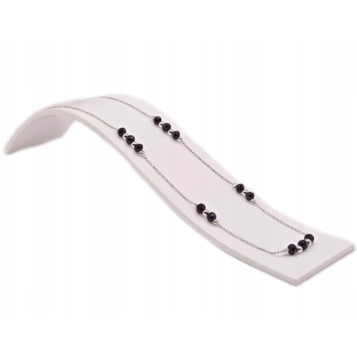 Srebrny łańcuszek 925 z czarnymi fasetowanymi kulkami APHORA