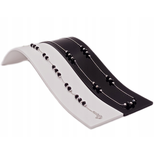 Srebrny łańcuszek 925 z czarnymi fasetowanymi kulkami APHORA