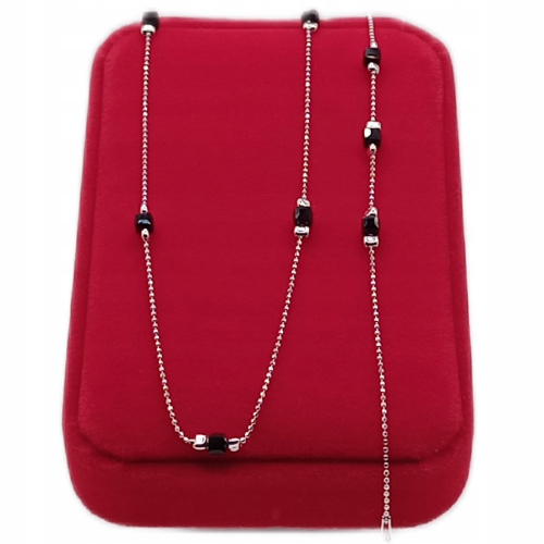 Srebrny komplet 925, 2w1, czarne kostki, splot kuleczki, APHORA