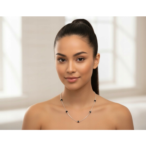 Srebrny komplet 925, 2w1, czarne kostki, splot kuleczki, APHORA