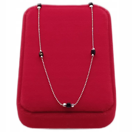 Srebrny komplet 925, 2w1, czarne kostki, splot kuleczki, APHORA