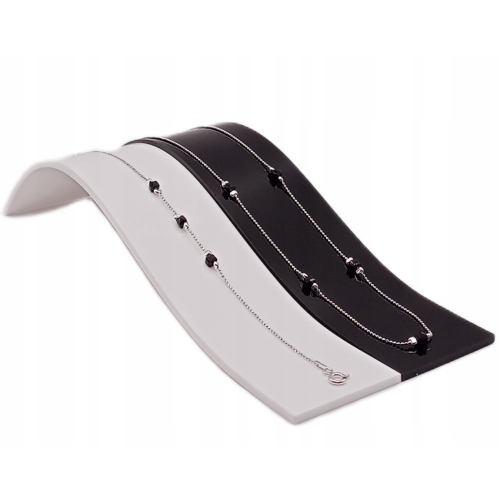 Srebrna bransoletka 925 CZARNE KOSTKI 18+3cm splot kulkowy APHORA