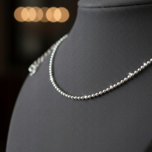 Srebrny Łańcuszek 925 KULKI DIAMENTOWANE 40 +5cm damski 1,8mm APHORA