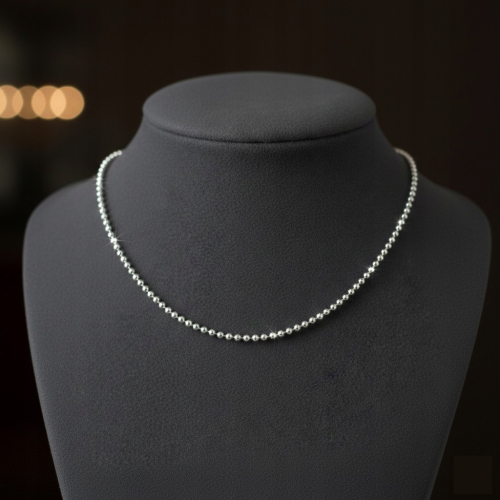 Srebrny Łańcuszek 925 KULKI DIAMENTOWANE 40 +5cm damski 1,8mm APHORA