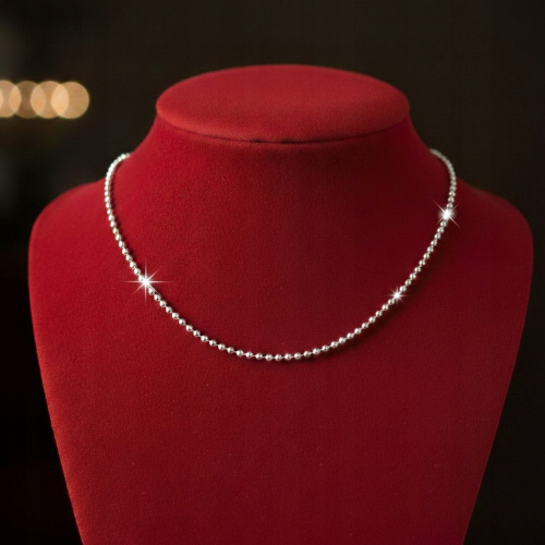 Srebrny Łańcuszek 925 KULKI DIAMENTOWANE 45 +5cm damski 1,8mm APHORA