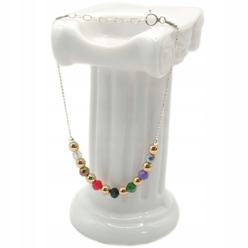 Srebrna bransoletka 925, 17+3 cm splot kulkowy damska, APHORA