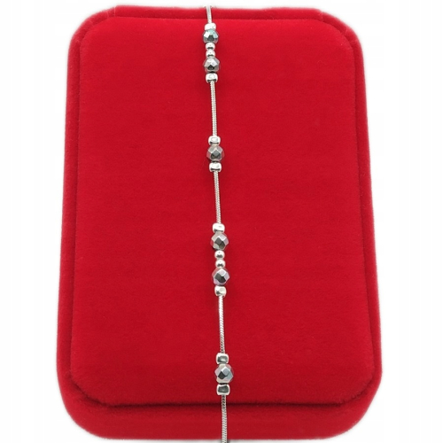 Srebrna bransoletka 925 NA RĘKĘ 17+3 cm kulki hematyt, żmijka, APHORA