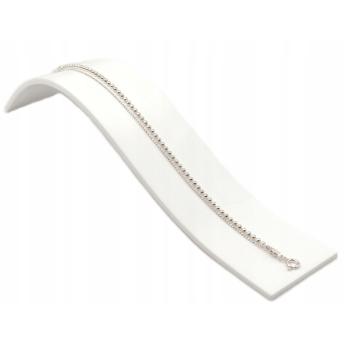 Srebrna PODWÓJNA bransoletka na rękę 925 18+3cm splot kulkowy APHORA