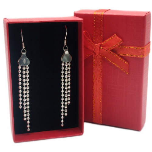 Srebrne kolczyki POTRÓJNE wiszące splot kuleczki APHORA