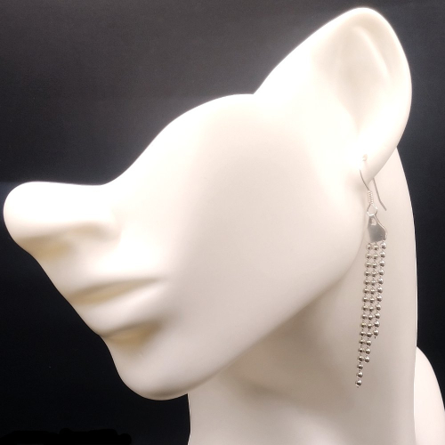 Srebrne kolczyki POTRÓJNE wiszące splot kuleczki APHORA