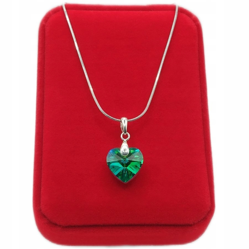 Srebrna zawieszka 925 serce zielone APHORA