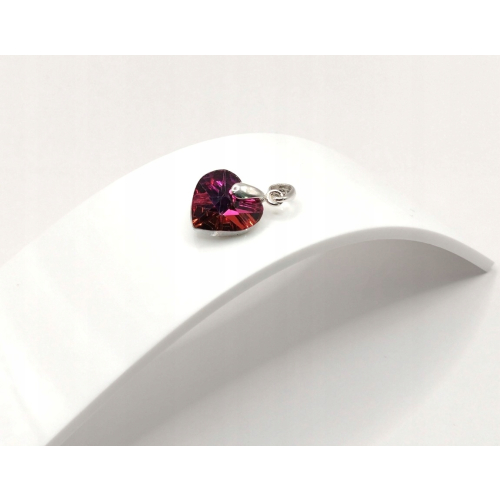 Srebrna zawieszka 925 serce fuksja/róż APHORA