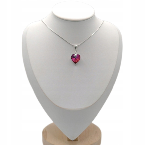 Srebrna zawieszka 925 serce fuksja/róż APHORA