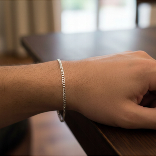 Srebrna bransoletka na rękę 925 męska Pancerka 20cm APHORA