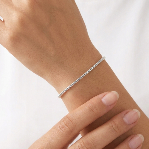 Srebrna Bransoletka 925 na rękę żmijka diamentowana 17+3cm APHORA