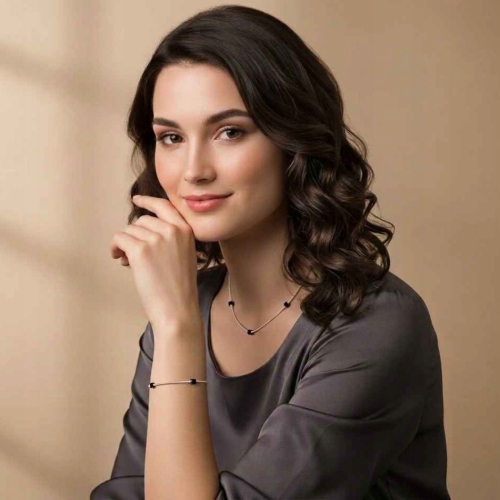 Srebrny KOMPLET 925, 2w1 splot żmijka, czarny kwadrat APHORA