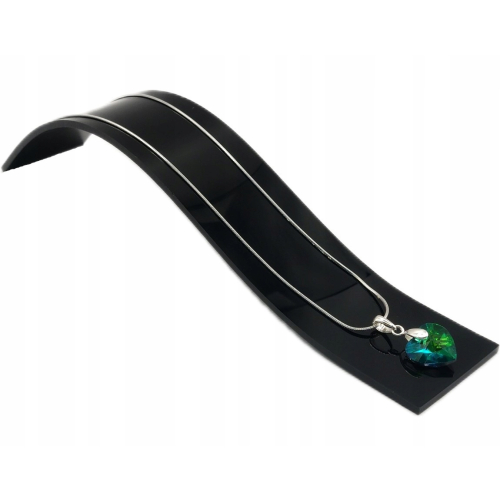 Srebrny łańcuszek z zawieszką zielone serce 925 żmijka 40+5cm APHORA