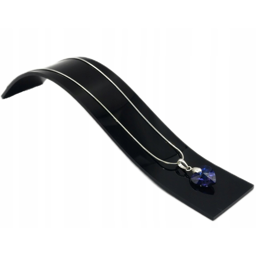 Srebrny łańcuszek zawieszka granatowa serce 925 żmijka 40+5cm APHORA
