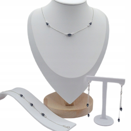Srebrny komplet 925 3w1 splot kulki hematyt APHORA