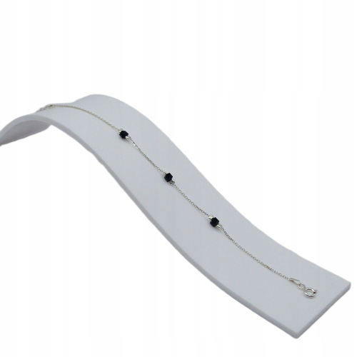 Srebrna bransoletka 925 NA RĘKĘ CZARNA KOSTKA 17 +3cm ANKIER APHORA