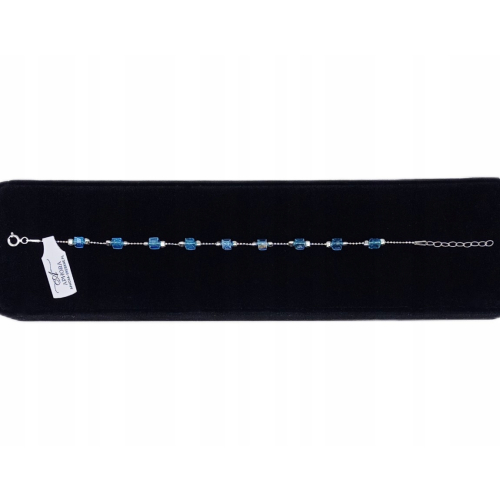 Srebrna Bransoletka 925 NA RĘKĘ 16+3cm LAZUROWE KRYSZTAŁKI APHORA