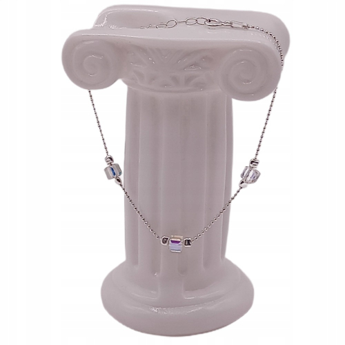 Srebrna Bransoletka 925 Na Rękę Kulki 17cm+3cm Kryształki Multikolor APHORA