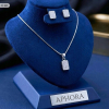Srebrny Komplet 925 3w1 Łańcuszek Kolczyki Zawieszka Białe Cyrkonie APHORA